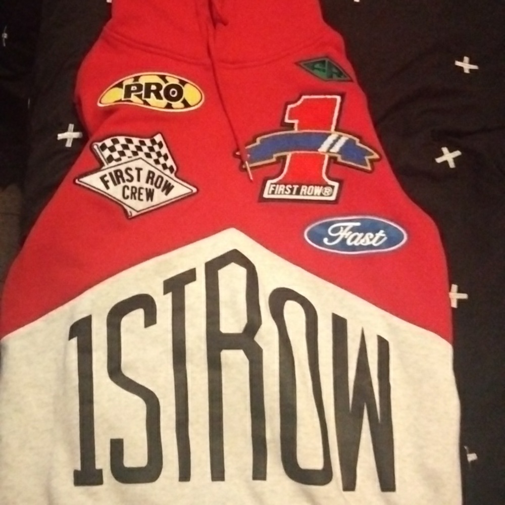 First Row hoodie  red and gray